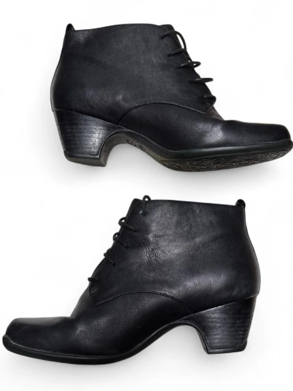 Clarks Artisan Leyden Bell Black Leather Lace-Up Victorian Style Ankle Boots 8